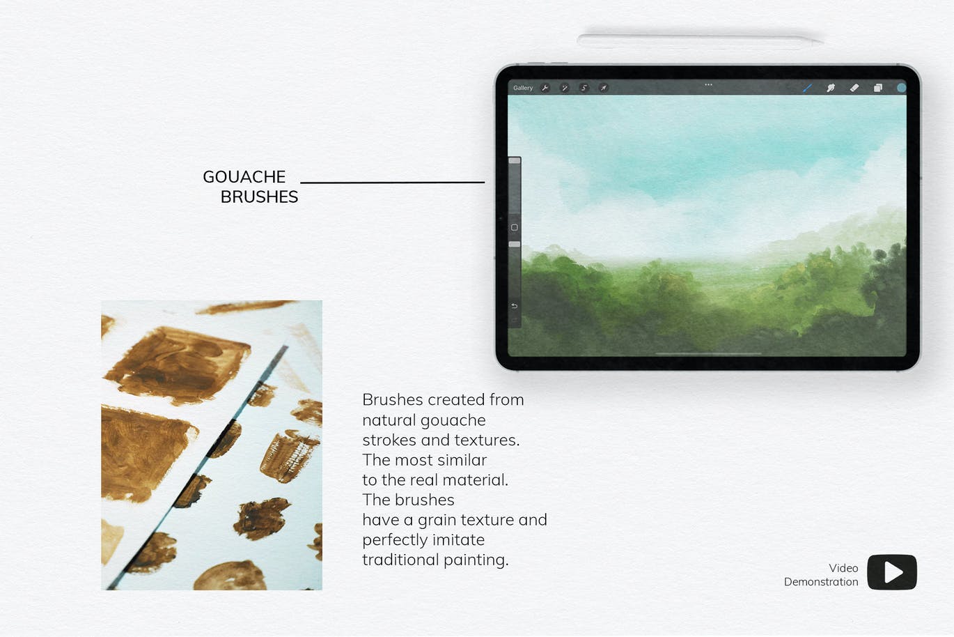 水粉Procreate笔刷素材 Procreate Gouache Brush set 笔刷资源 sucaiwan.com