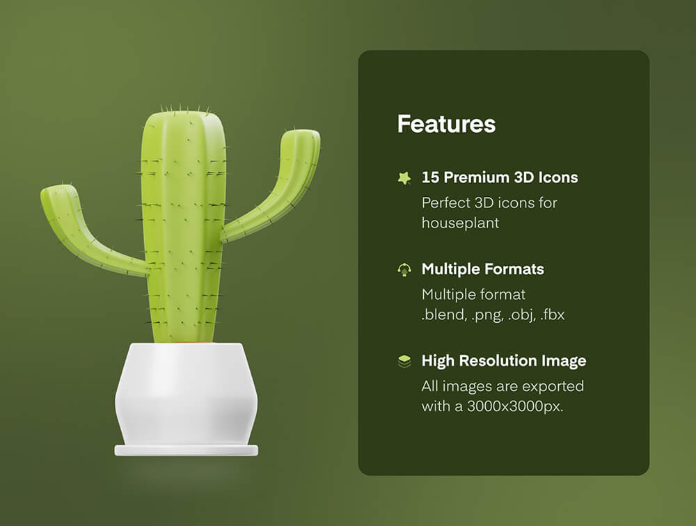 室内植物3D图标 图标素材 sucaiwan.com
