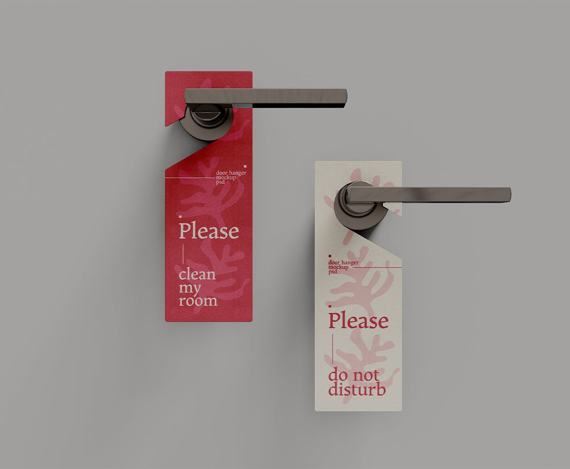 门挂门把手标签广告样机图psd模板 Door Hanger Mockup 样机素材 sucaiwan.com