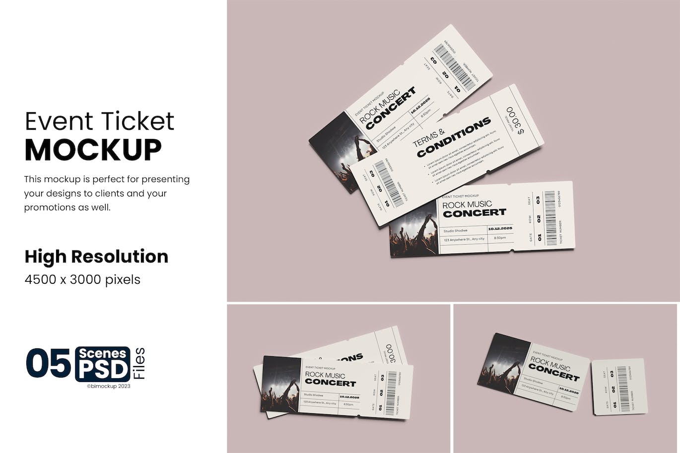 演唱会活动门票设计样机模板 Event Ticket Mockup 样机素材 sucaiwan.com