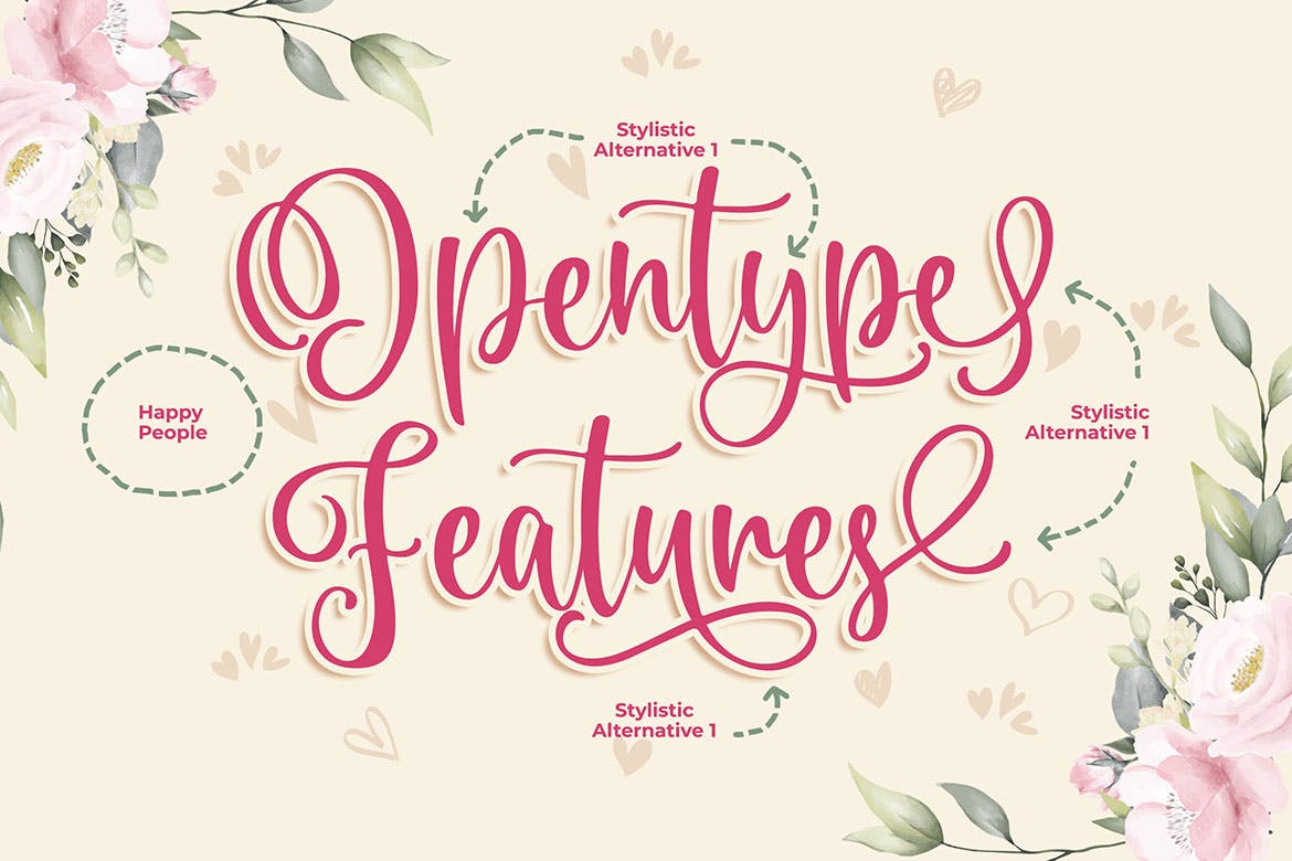 有趣现代书法风格英文字体合集 Happy People Beauty Script Font 设计素材 sucaiwan.com