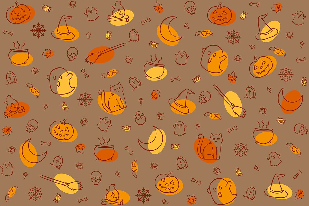 万圣节元素无缝图案背景 Halloween Seamless Pattern 图片素材 sucaiwan.com