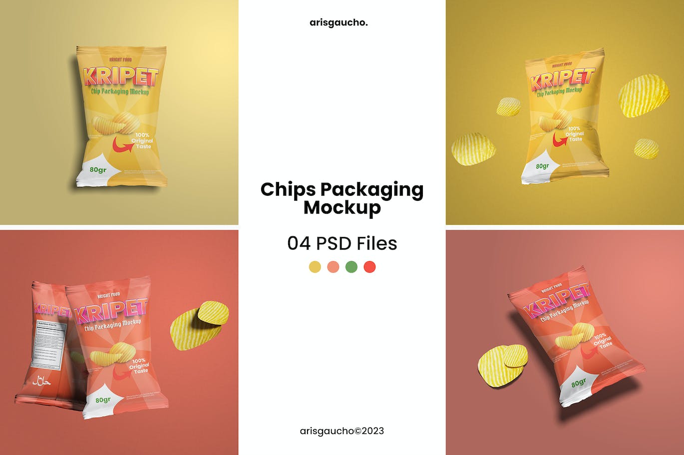 薯片食品包装样机图psd模板 Chips Packaging Mockup 样机素材 sucaiwan.com