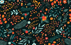 冬季花卉图案矢量素材 Winter Floral Pattern