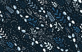 冬季花卉无缝图案矢量背景素材 Winter Floral Pattern
