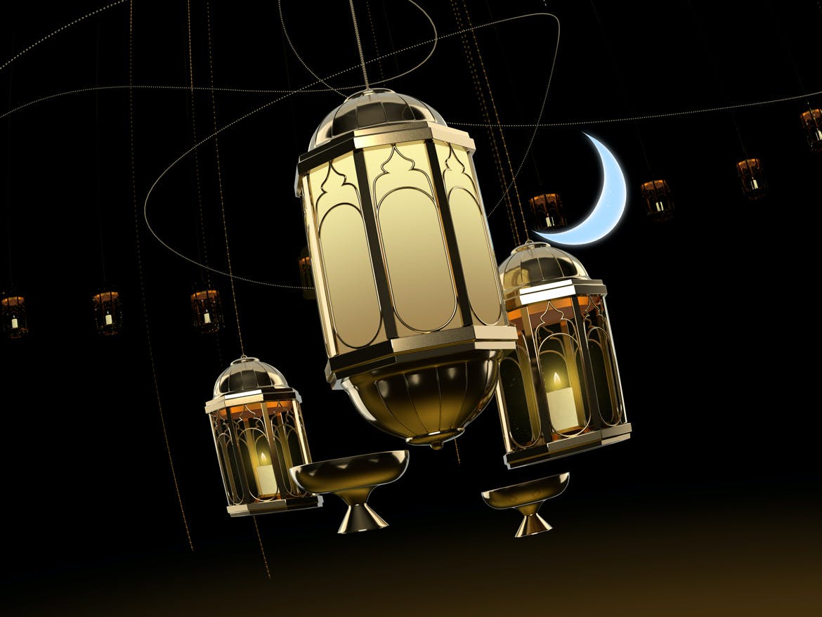 3D奢华装饰吊灯背景 Eastern Fanous Lantern 图片素材 sucaiwan.com