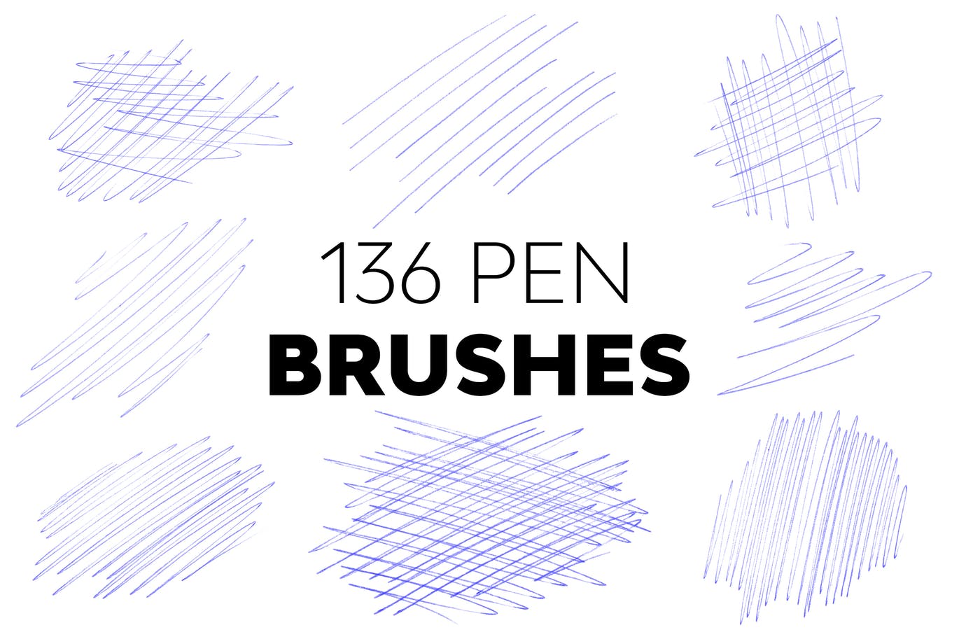 圆珠笔素描PS笔刷素材 Pen Brushes 笔刷资源 sucaiwan.com