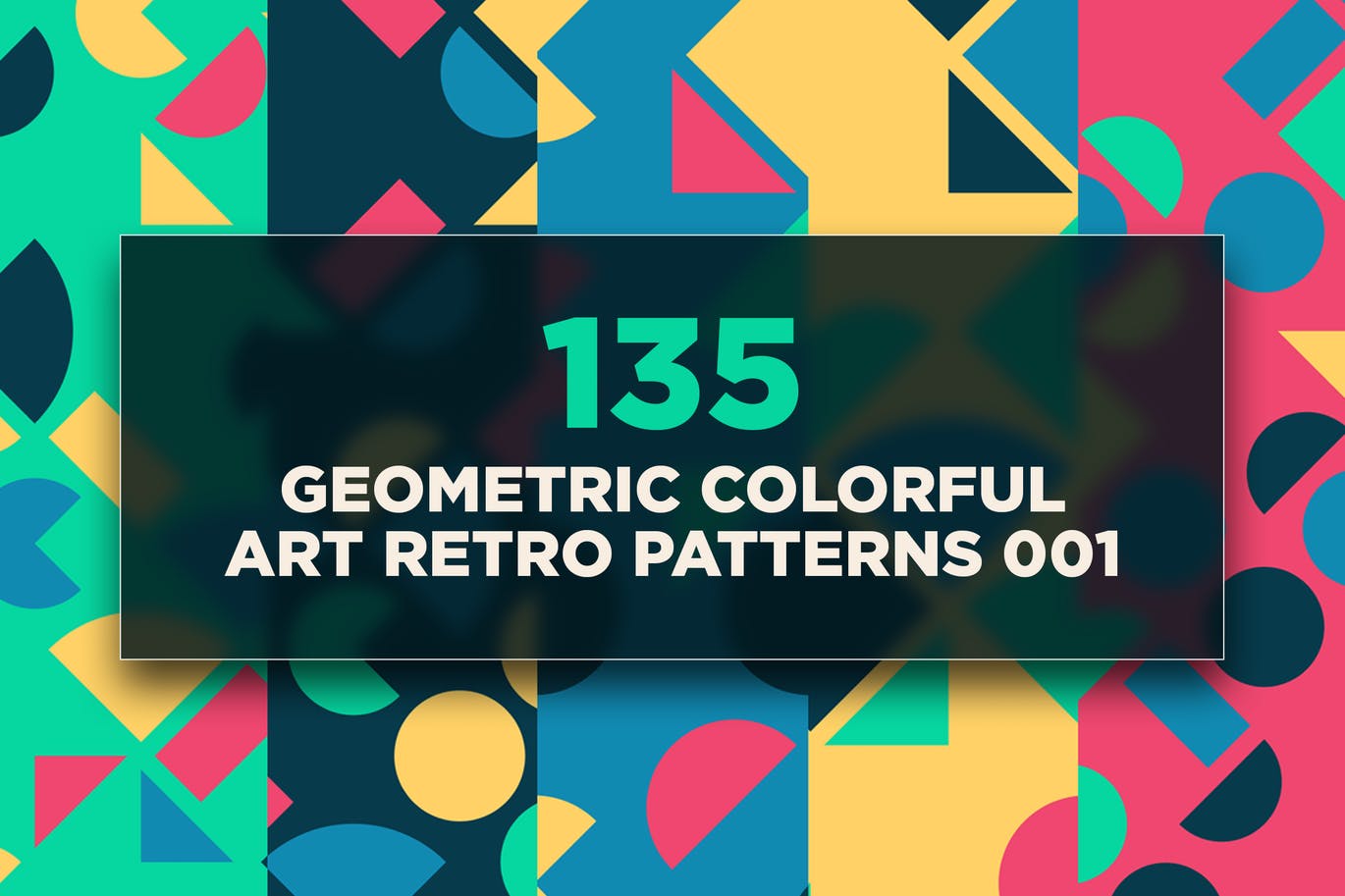 135个几何彩色艺术复古图案v1 135 Geometric Colorful Art Retro Patterns 001 图片素材 sucaiwan.com