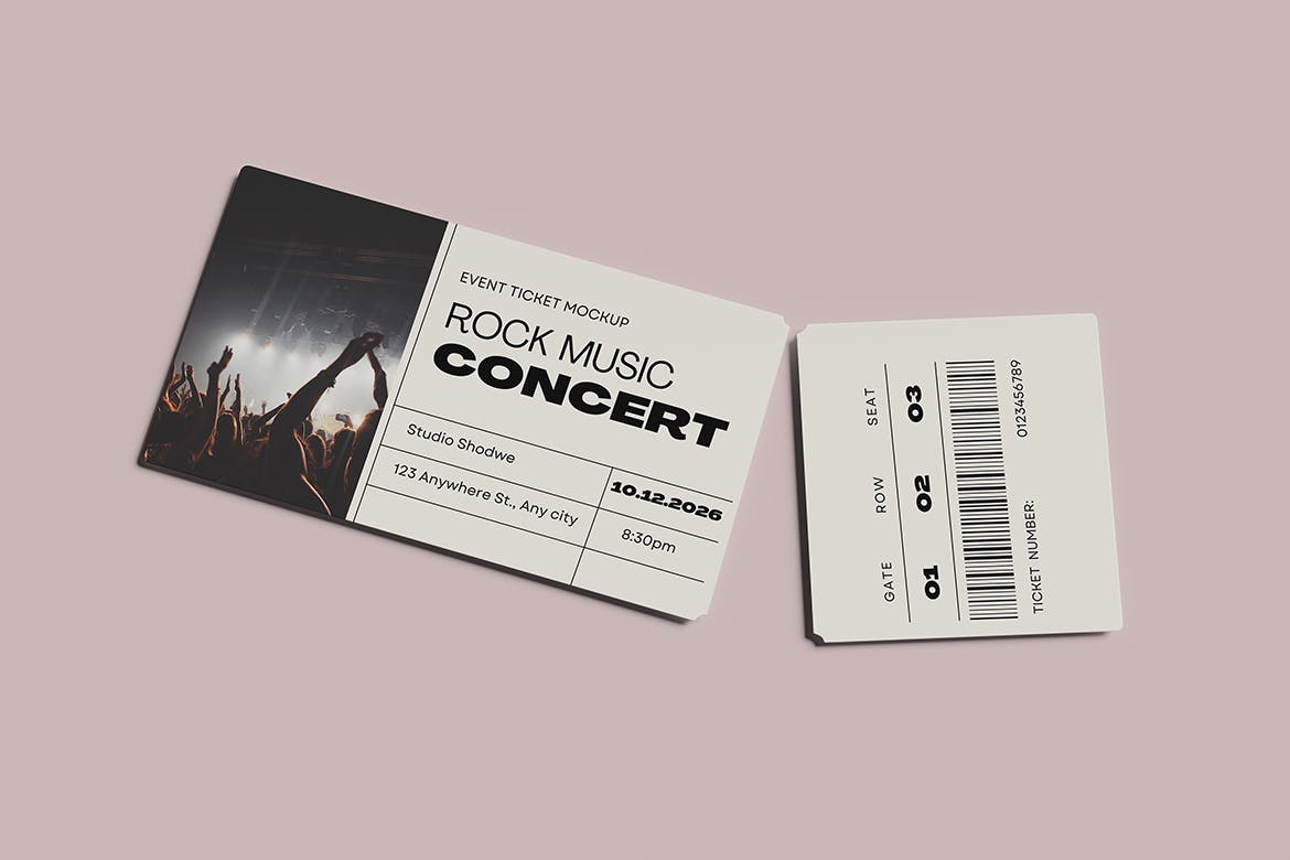演唱会活动门票设计样机模板 Event Ticket Mockup 样机素材 sucaiwan.com