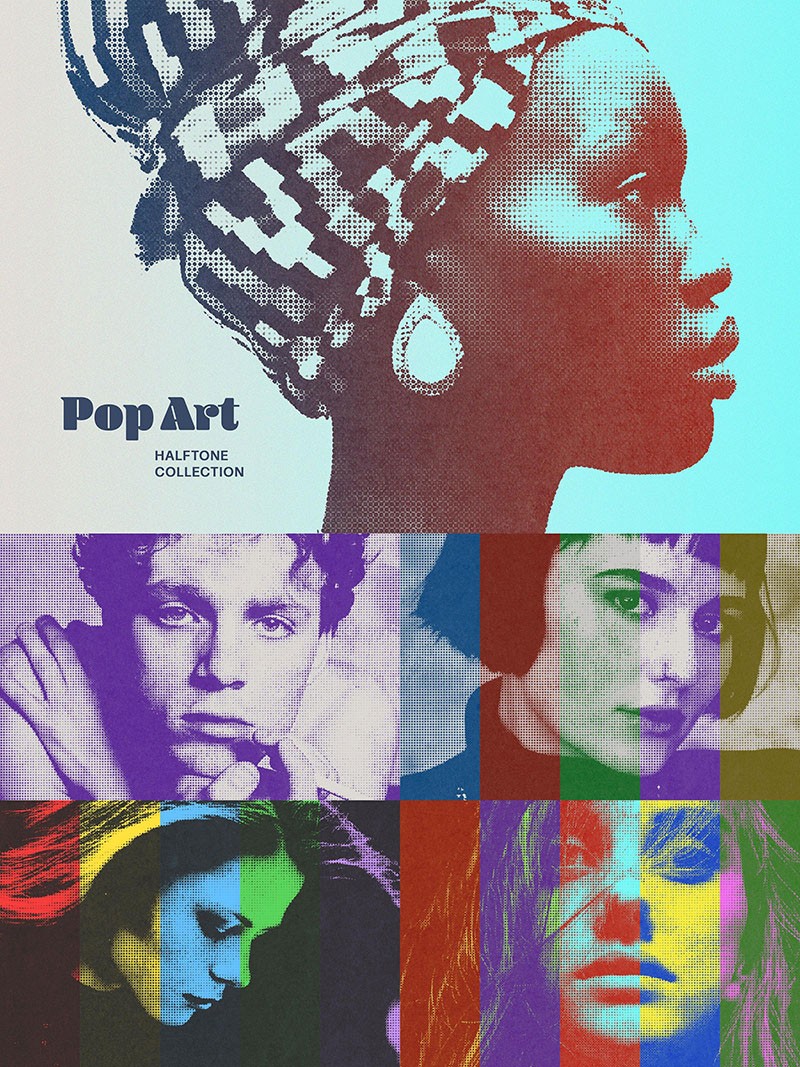 16款波普艺术半色调纹理图层样式PSD 图片素材 sucaiwan.com