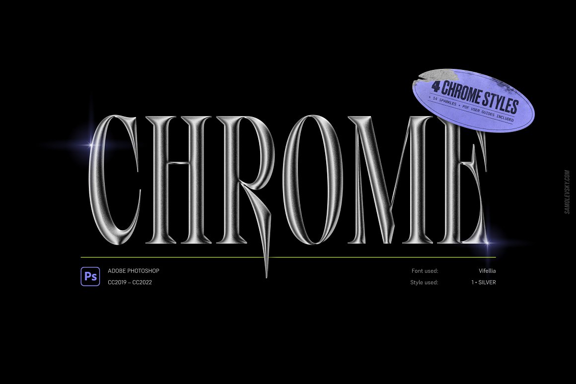 Samolevsky 新潮视觉酸性金属镀铬抽象艺术形状闪光光晕颗粒状纹理PSD模板 Chrome 3D Effect Chrome 3D Photoshop Effect + Shapes 图片素材 第6张-素材湾丨精选海外优质设计素材资源 Samolevsky 新潮视觉酸性金属镀铬抽象艺术形状闪光光晕颗粒状纹理PSD模板 Chrome 3D Effect Chrome 3D Photoshop Effect + Shapes 图片素材 sucaiwan.com