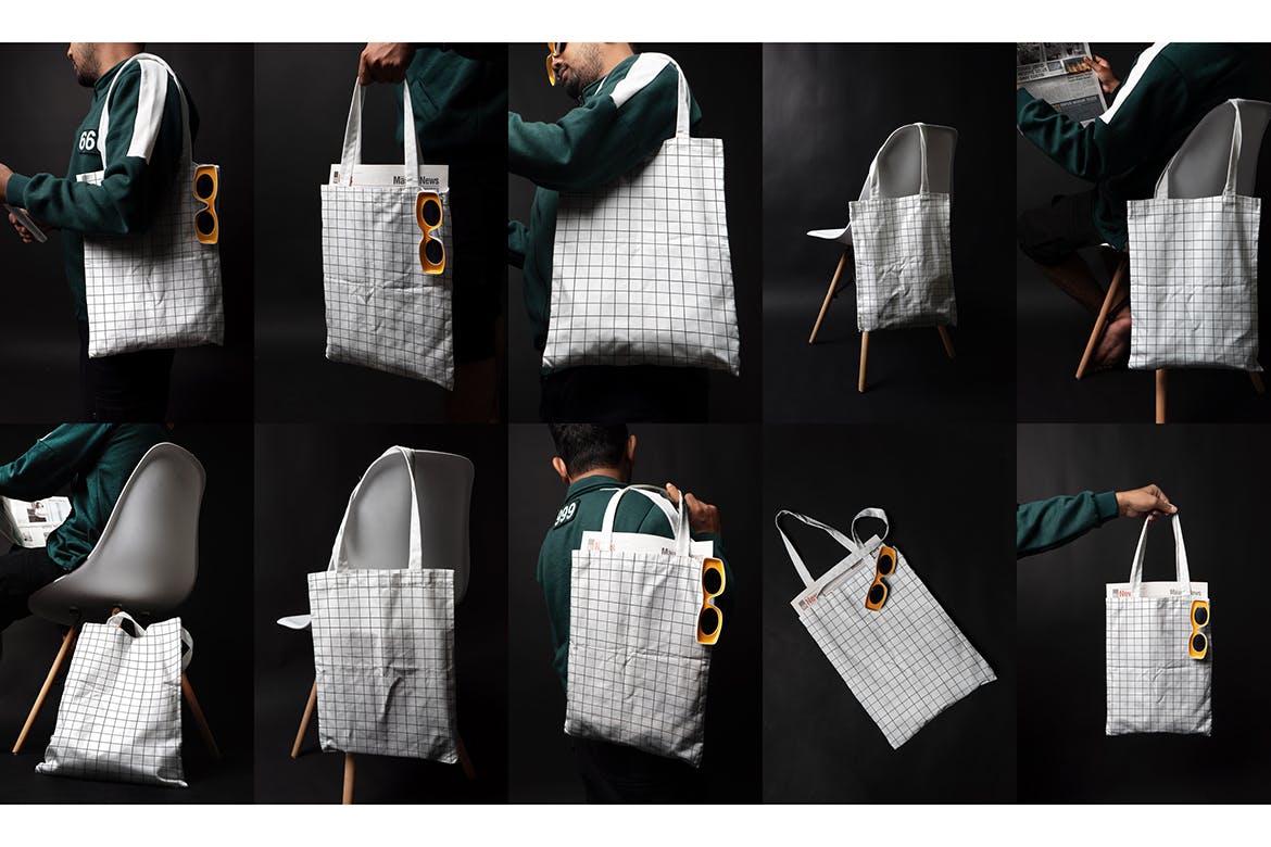 垂直逼真的购物手提袋设计样机 Vertical Realistic Tote Bag Mockup 样机素材 sucaiwan.com