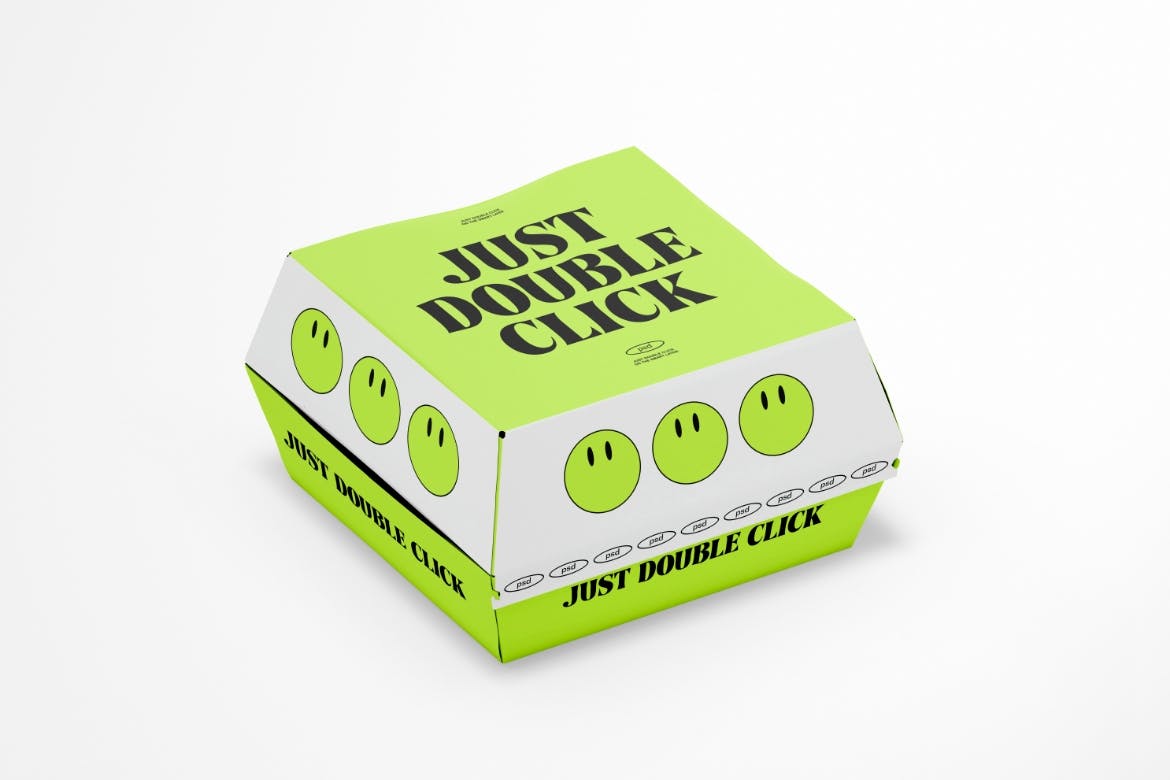 汉堡外卖纸盒样机图psd模板 Burger Box Mockup 样机素材 sucaiwan.com