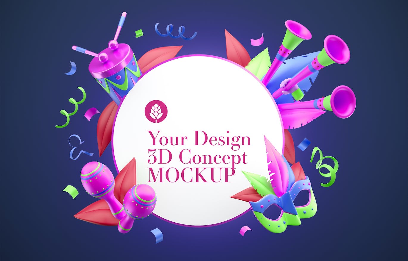 狂欢节元素框架样机图psd素材 Set Carnival Frames Mockup 样机素材 sucaiwan.com