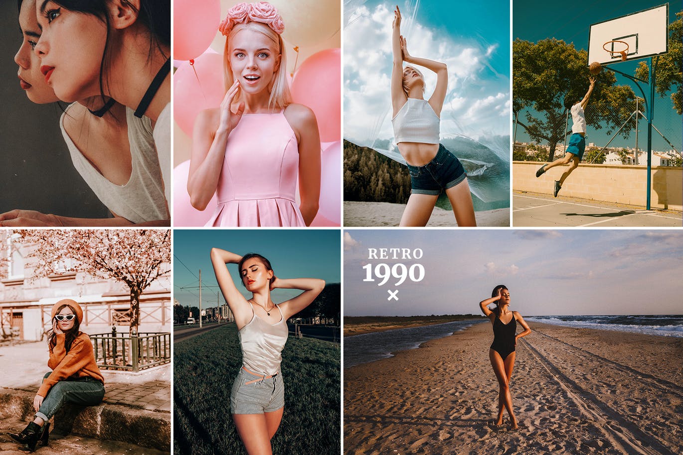 复古1990年代色调PS动作&LR预设 1990 Retro – Actions & Presets 插件预设 sucaiwan.com