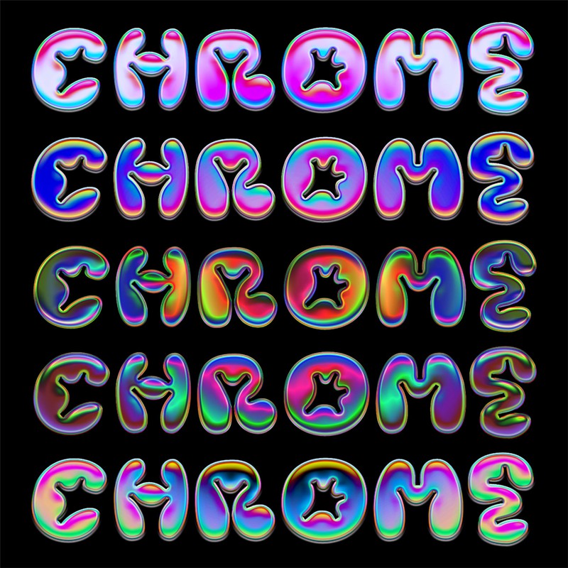 酸性Y2K半调镀铬金属3D立体文字标题logo特效PSD样机 CHROME PACK VOL.1 by Hvnter . sucaiwan.com