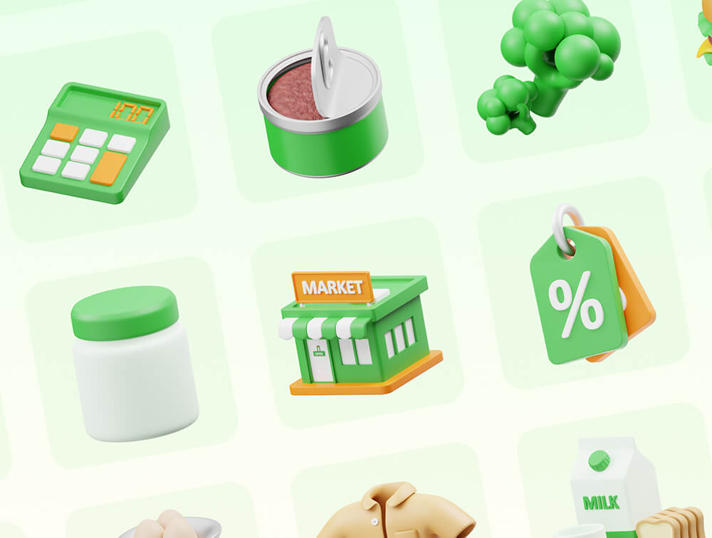 超市3D图标 图标素材 sucaiwan.com