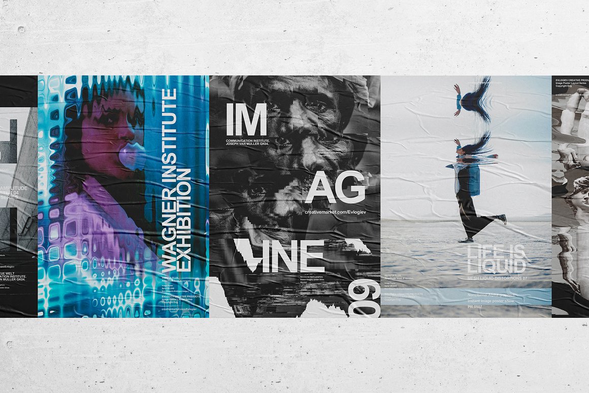 20个抽象扭曲故障主视觉海报图片设计效果PSD样式模板 Evlogiev – Distort Image Poster 样机素材 sucaiwan.com