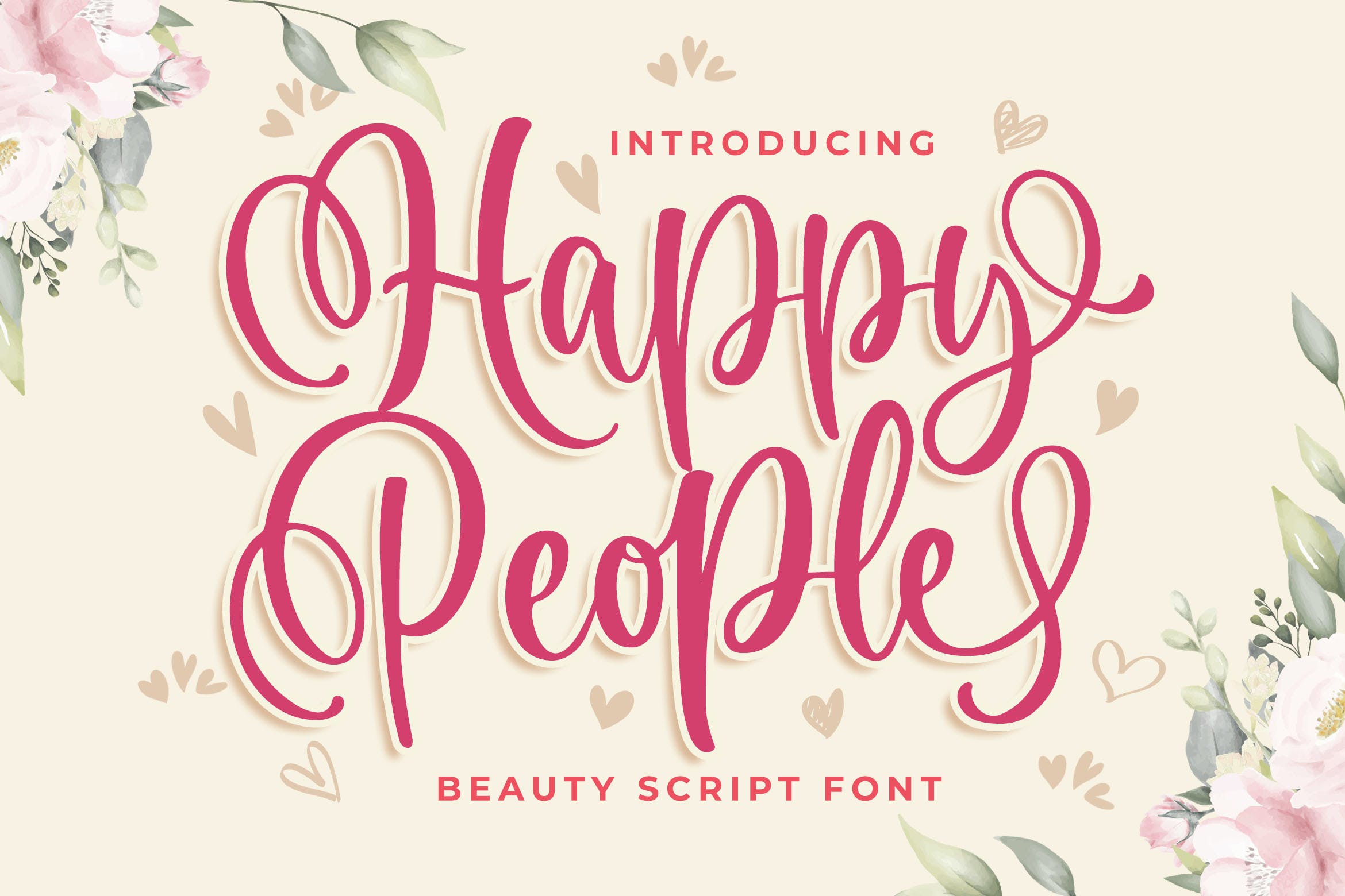 有趣现代书法风格英文字体合集 Happy People Beauty Script Font 设计素材 sucaiwan.com