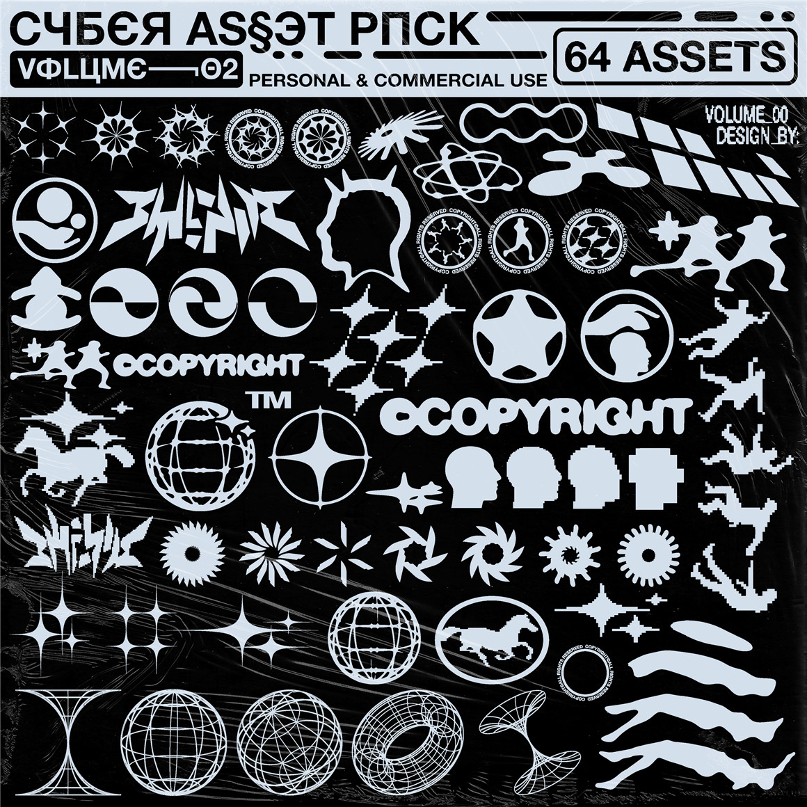 潮流嘻哈酸性赛博朋克服装印花图案logo徽标图标矢量图形设计素材 Cyber Icon Pack [Volume_02] 图标素材 sucaiwan.com