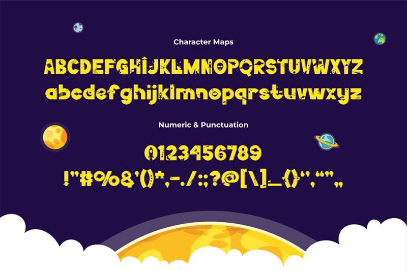 Galaksi卡通太空元素英文字体 设计素材 sucaiwan.com