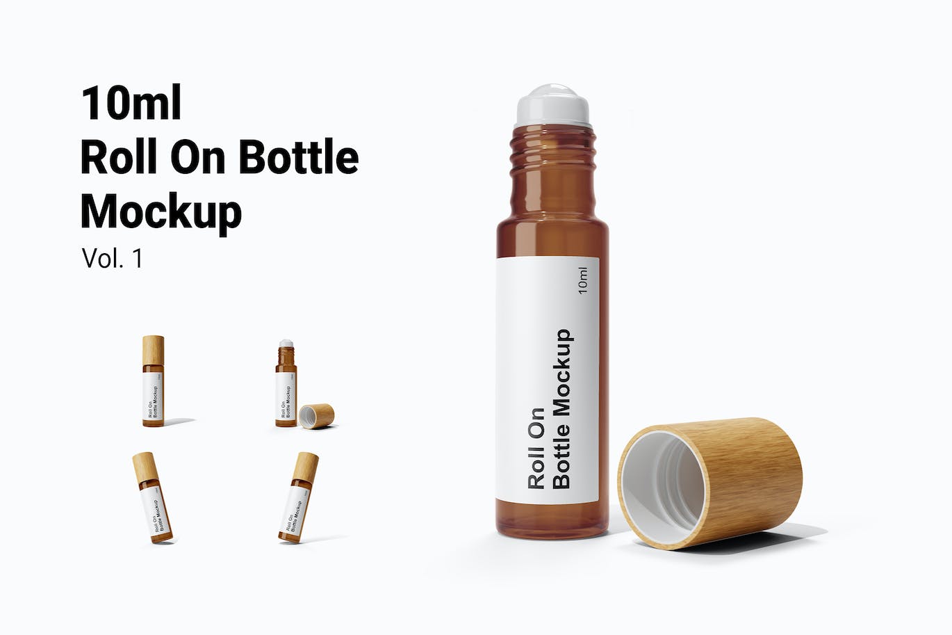 香水滚珠瓶包装设计样机图psd模板 Perfume Roll On Bottle Mockup Vol.1 样机素材 sucaiwan.com