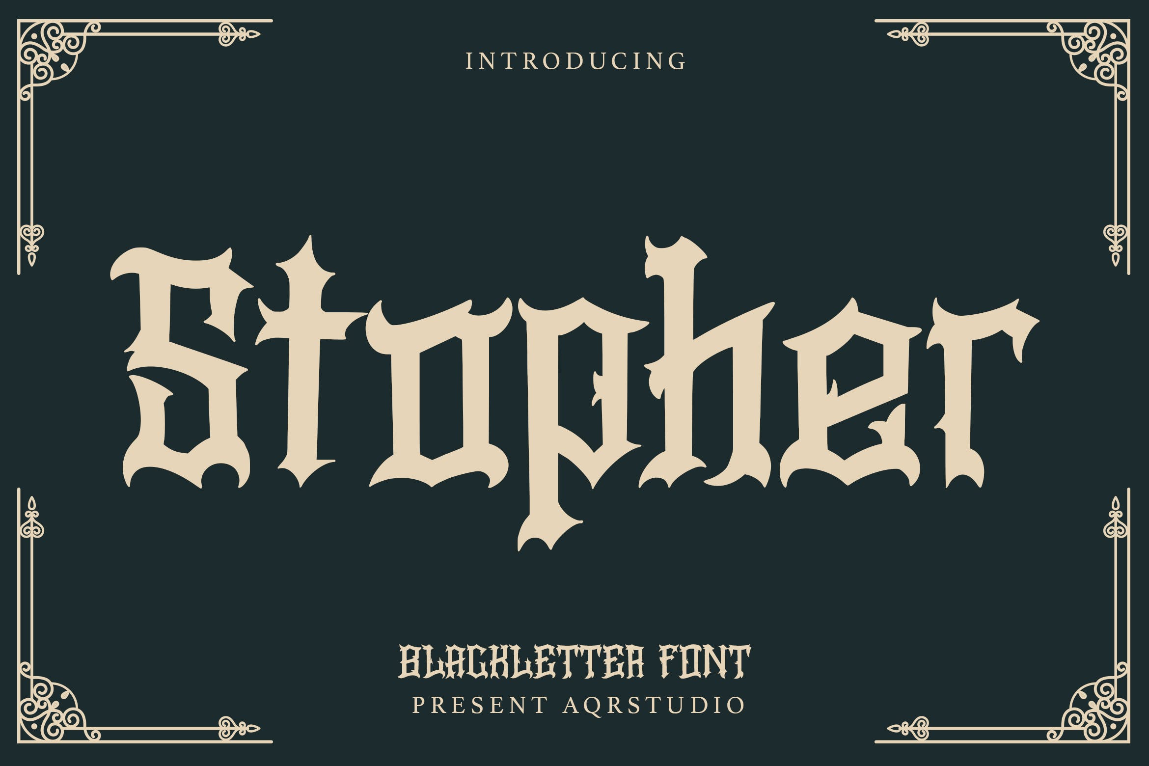 欧美复古哥特手写字体设计 Stopher – Blackletter Font 设计素材 sucaiwan.com