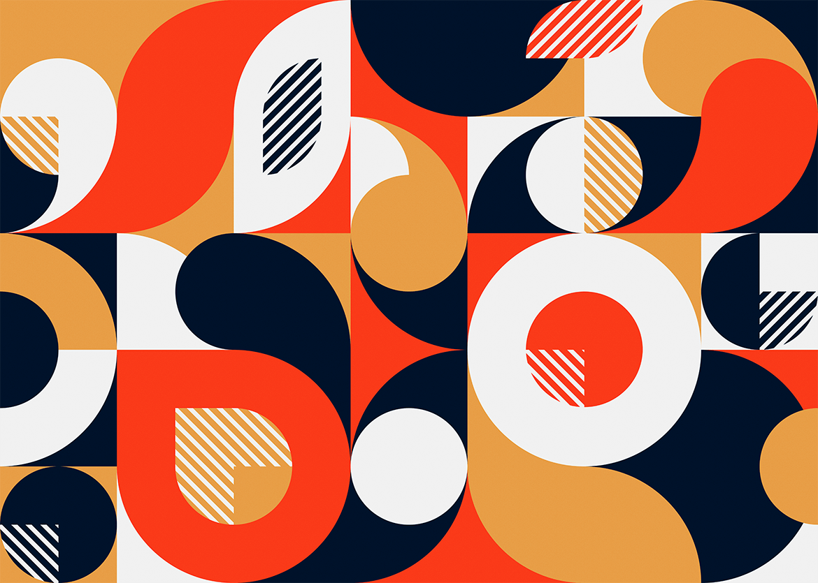 几何形状包豪斯图案背景 Bauhaus Patterns with Geometric Shapes 图片素材 sucaiwan.com