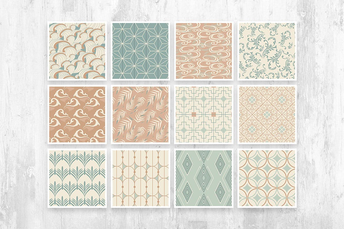 亚洲风格无缝装饰艺术图案v2 Asian Deco Vol.2 : Seamless Art Deco Pattern 图片素材 sucaiwan.com