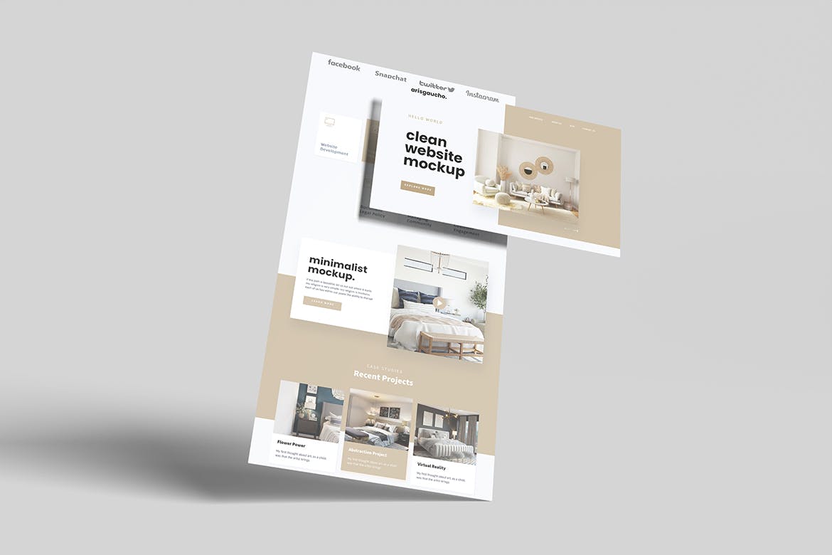 干净的网站页面UI样机 Clean Website Pages Mockup 样机素材 sucaiwan.com