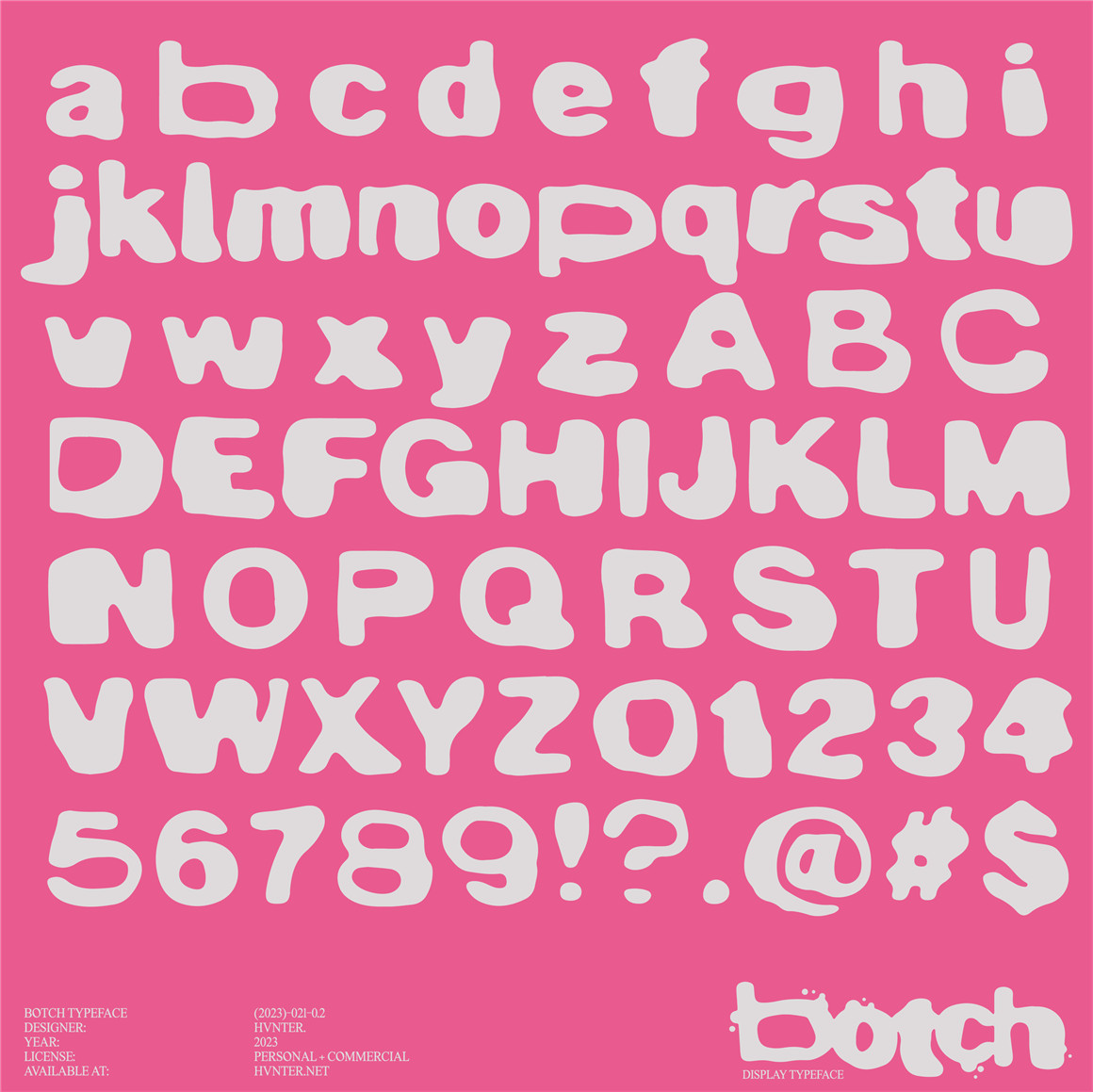 英文字体：趣味复古气泡涂鸦手绘抽象装饰手写无衬线英文字体 Hvnter Botch Typeface 设计素材 sucaiwan.com