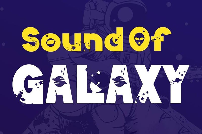 Galaksi卡通太空元素英文字体 设计素材 sucaiwan.com