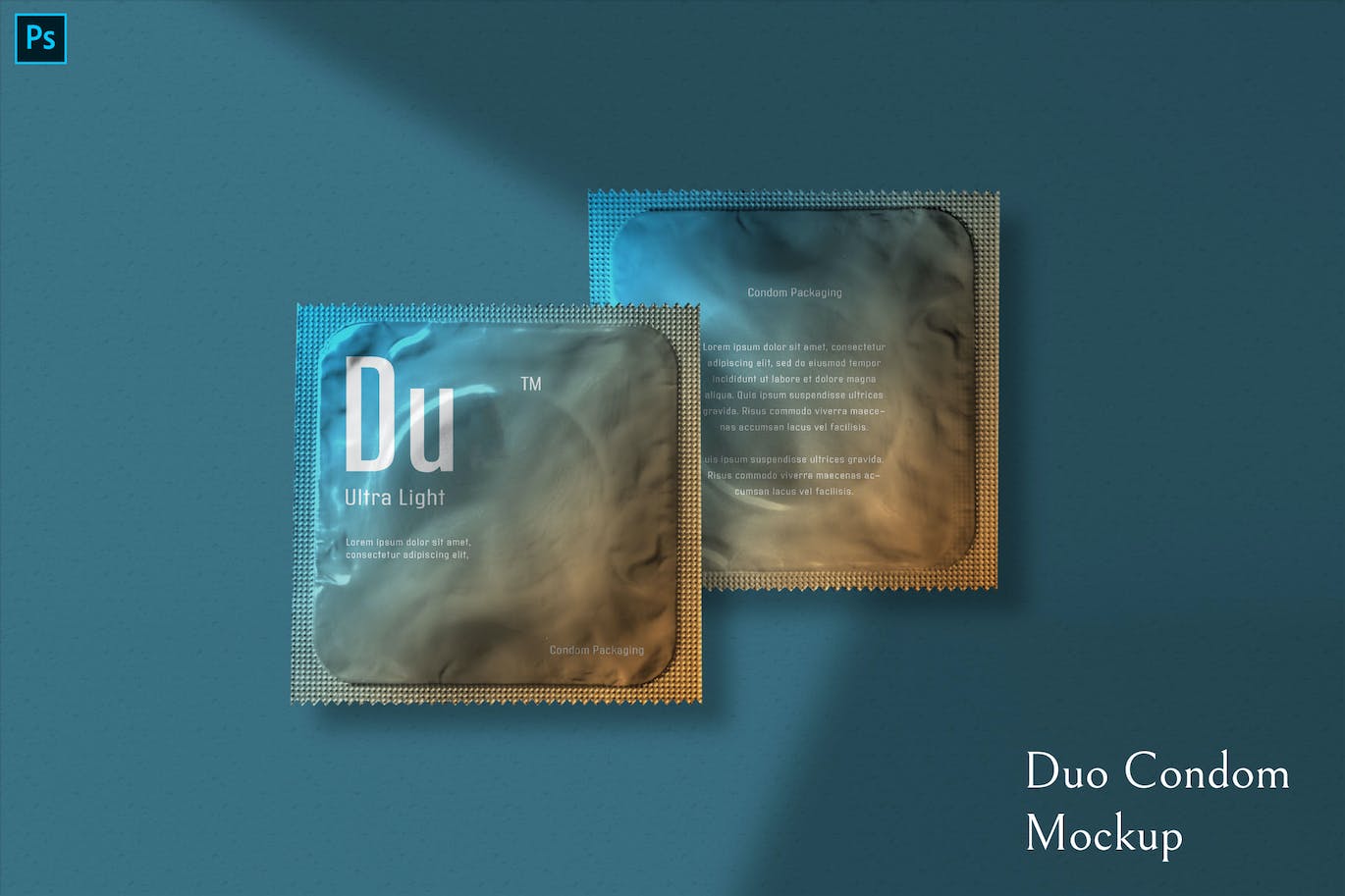 避孕安全套包装设计样机图psd模板 Duo Condom Mockup 样机素材 sucaiwan.com