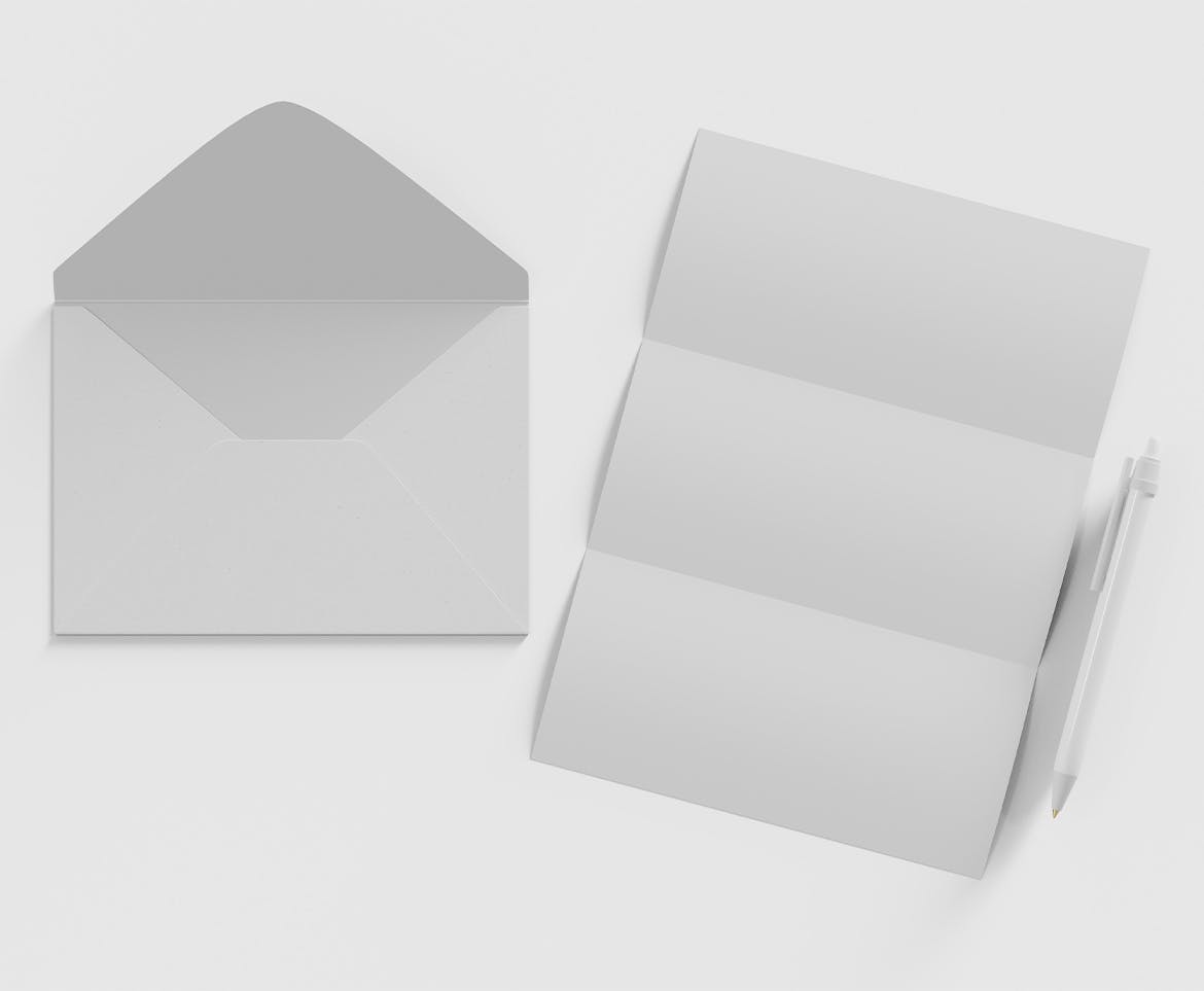 信封和信函设计展示样机图psd模板 Envelope and Letter Mockup 样机素材 sucaiwan.com