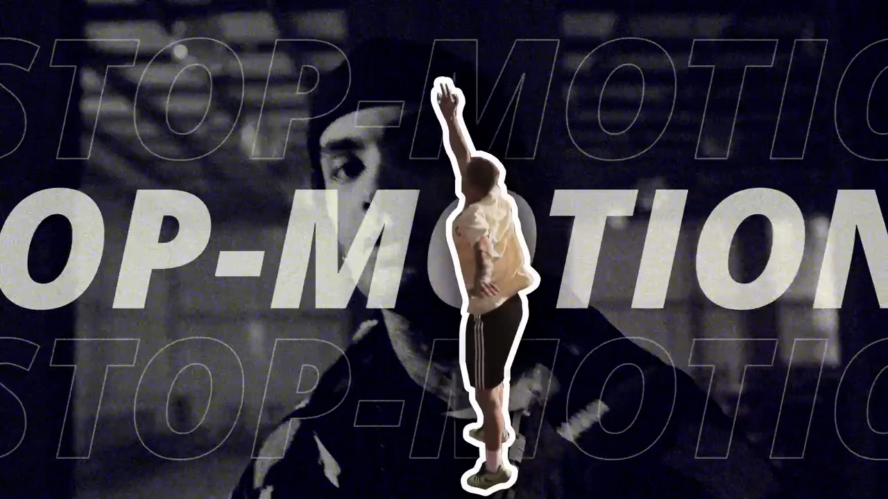 极简主义人物冻结帧文字定格动画堆叠效果转场过渡 Animated Freeze Frame Transition . sucaiwan.com