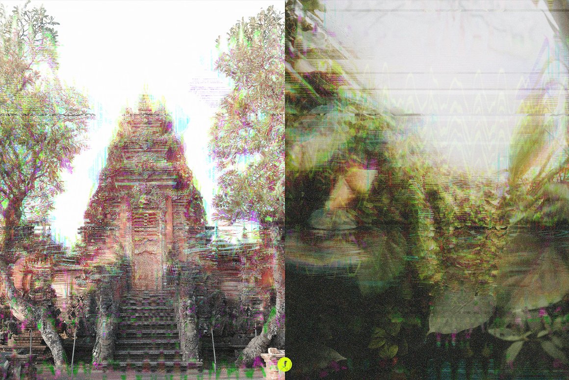 复古故障噪点颗粒旧电视信号失真显示效果照片处理特效PS样机模板 Bad Signal Photo Effect . sucaiwan.com