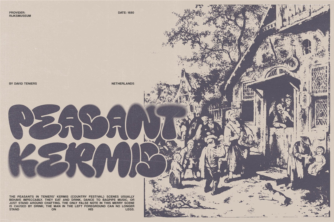 英文字体：潮流复古手绘涂鸦气泡圆形海报标题设计PS英文字体安装包 KNERD Bubble Font 设计素材 sucaiwan.com