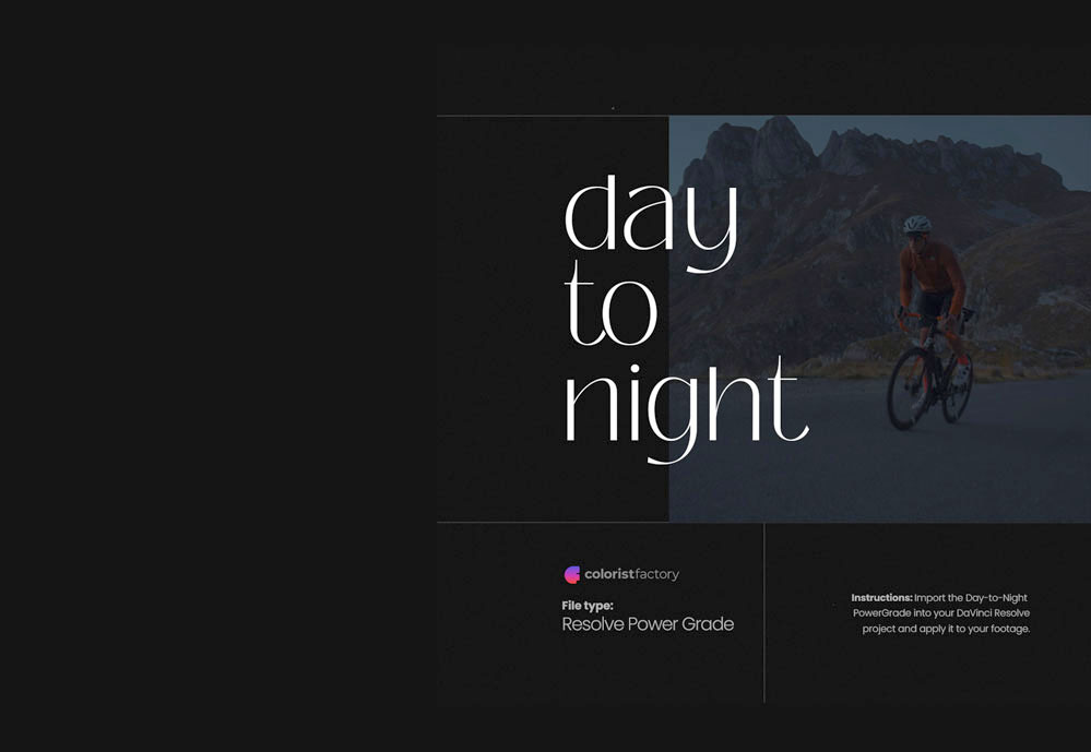 【日拍夜】电影情绪氛围场景效果达芬奇调色节点 Day to Night color grade PowerGrade 插件预设 sucaiwan.com