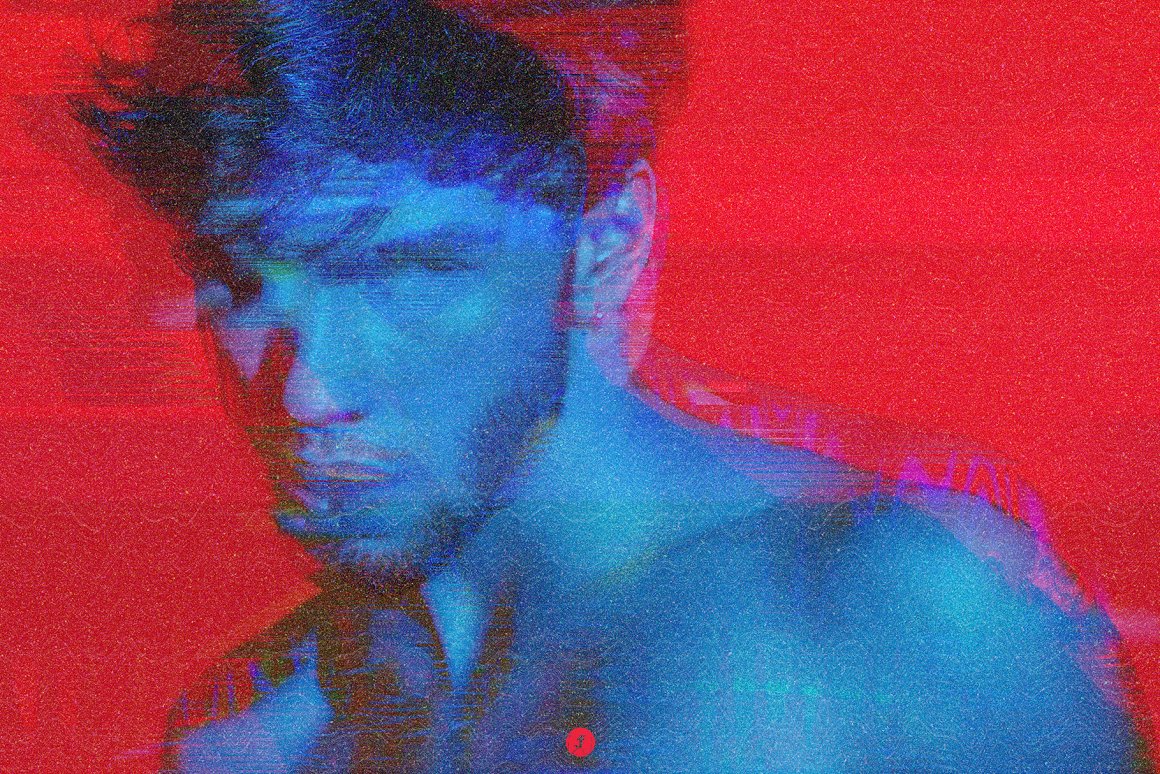 复古故障噪点颗粒旧电视信号失真显示效果照片处理特效PS样机模板 Bad Signal Photo Effect . sucaiwan.com