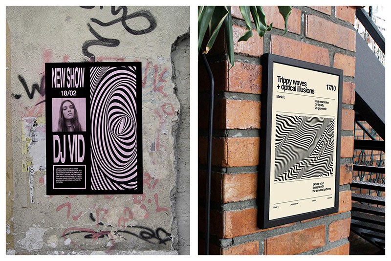 50个黑白复古波浪图案，AI PNG格式 图片素材 sucaiwan.com