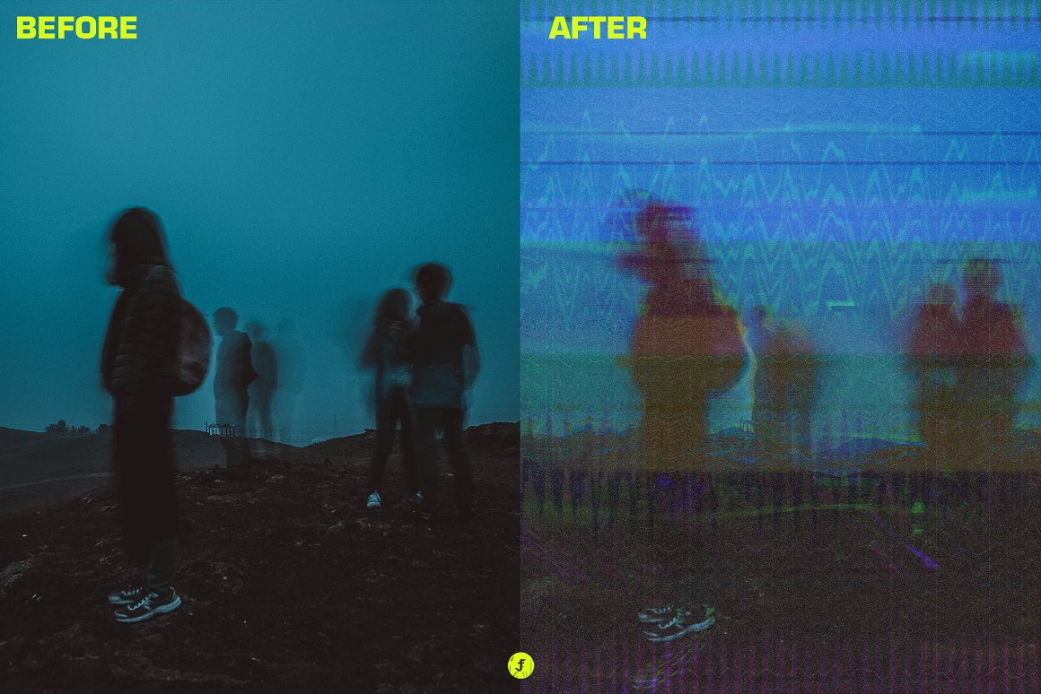 复古故障噪点颗粒旧电视信号失真显示效果照片处理特效PS样机模板 Bad Signal Photo Effect . sucaiwan.com