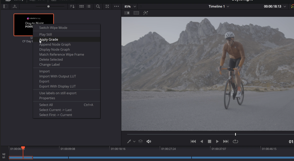 【日拍夜】电影情绪氛围场景效果达芬奇调色节点 Day to Night color grade PowerGrade 插件预设 sucaiwan.com