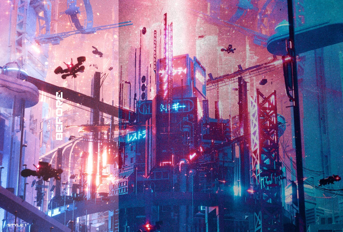 Cyberpunk赛博朋克故障特效图层样式PSD 图片素材 sucaiwan.com