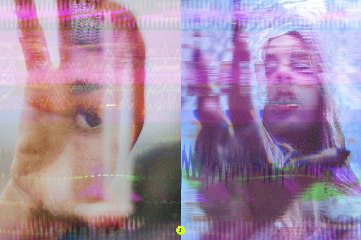 复古故障噪点颗粒旧电视信号失真显示效果照片处理特效PS样机模板 Bad Signal Photo Effect . sucaiwan.com