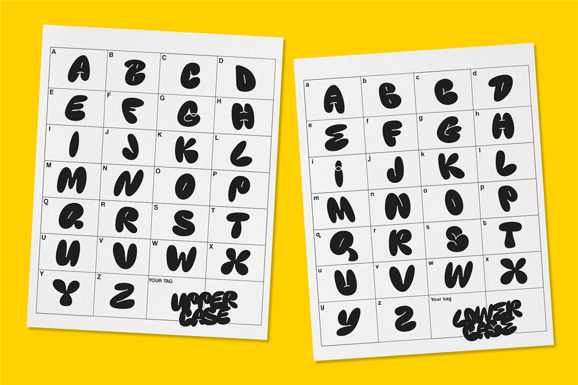 英文字体：潮流复古手绘涂鸦气泡圆形海报标题设计PS英文字体安装包 KNERD Bubble Font 设计素材 sucaiwan.com