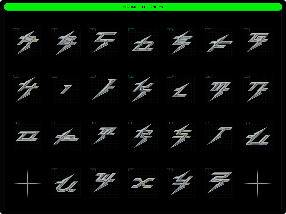 Blender模型： 潮流酸性艺术未来派镀铬镭射金属3D抽象装饰设计元素合辑 Enigma Chrome Set . sucaiwan.com