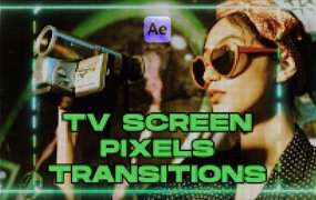 AE模板:复古CRT监视取景器数字毛刺失真转场模板+声音FX