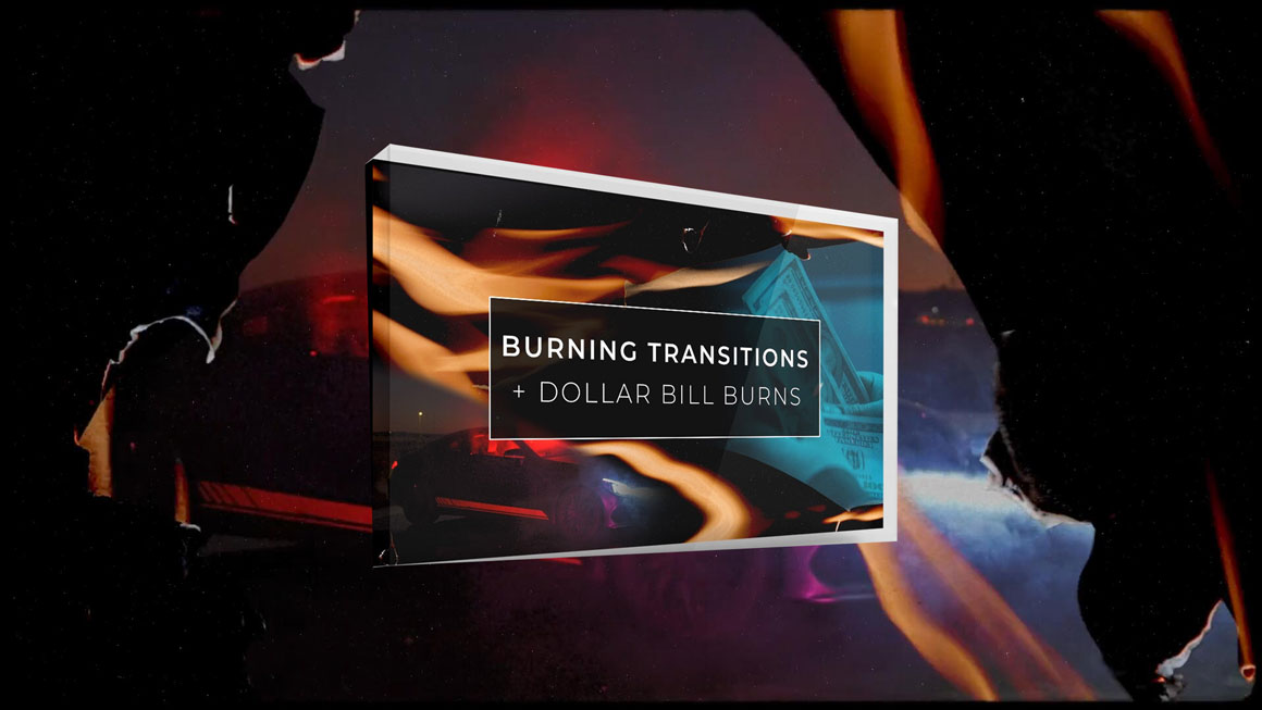 Vamify 25种嘻哈风格美元纸火焰燃烧转场视频+音效素材 Vamify – Burning Transitions . sucaiwan.com