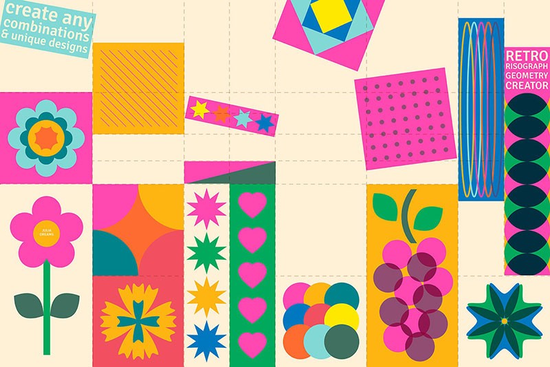 100+彩色复古几何艺术矢量包装图案，AI JPG格式 图片素材 sucaiwan.com