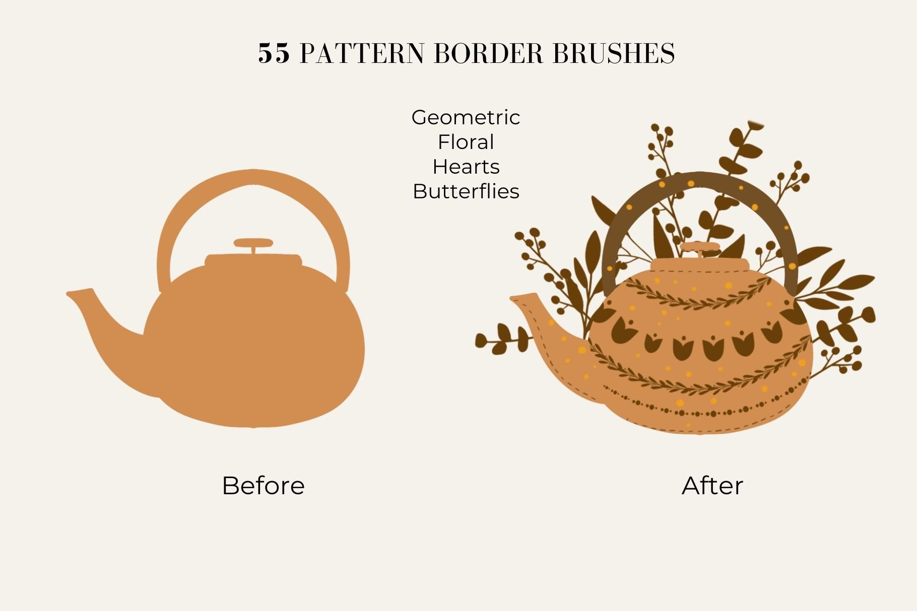 55个花卉几何边框Procreate笔刷 笔刷资源 sucaiwan.com